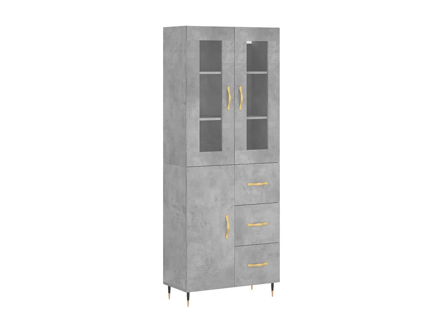 Buffet haut Gris béton 69,5x34x180 cm Bois d'ingénierie