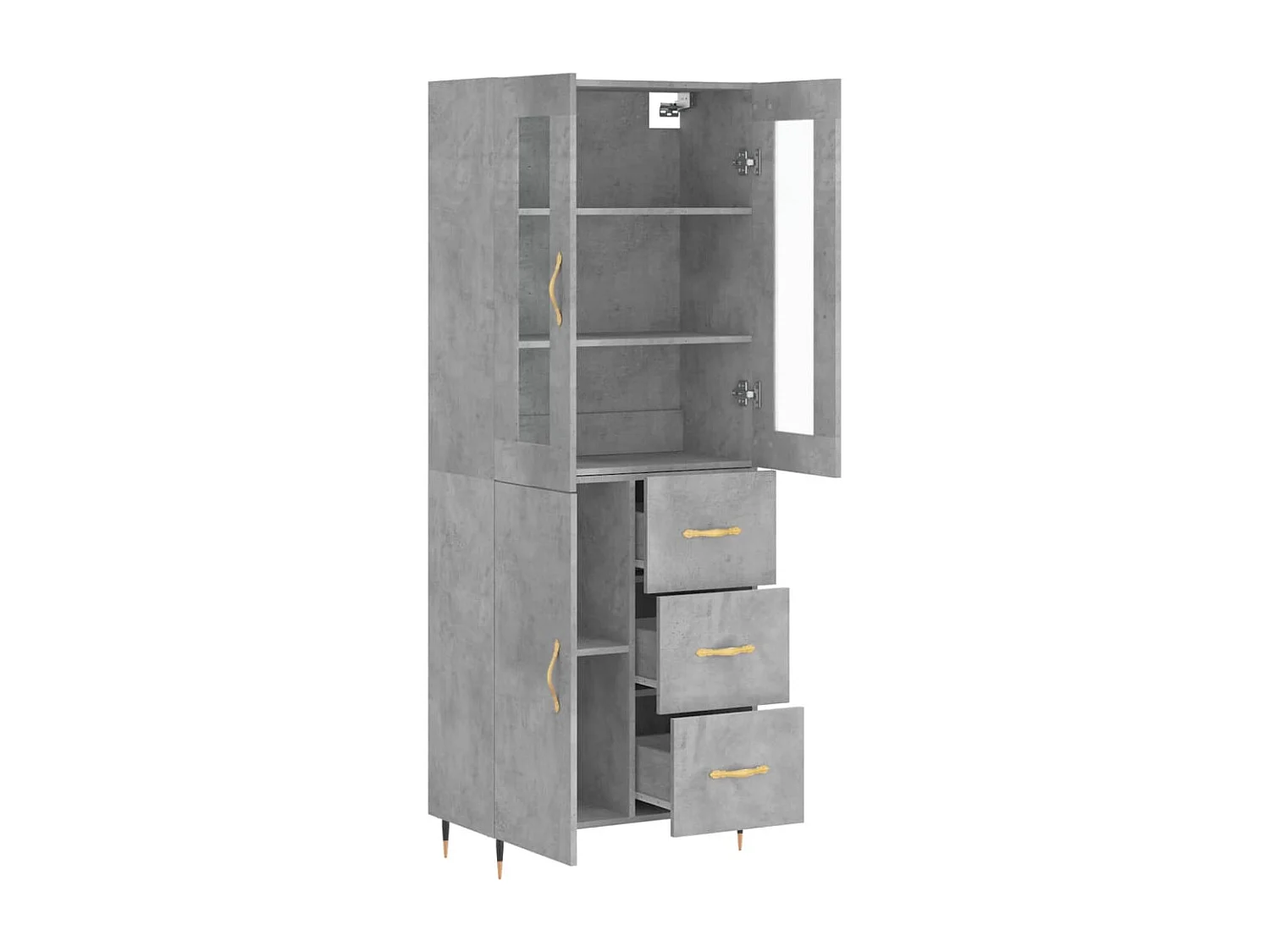 Buffet haut Gris béton 69,5x34x180 cm Bois d'ingénierie