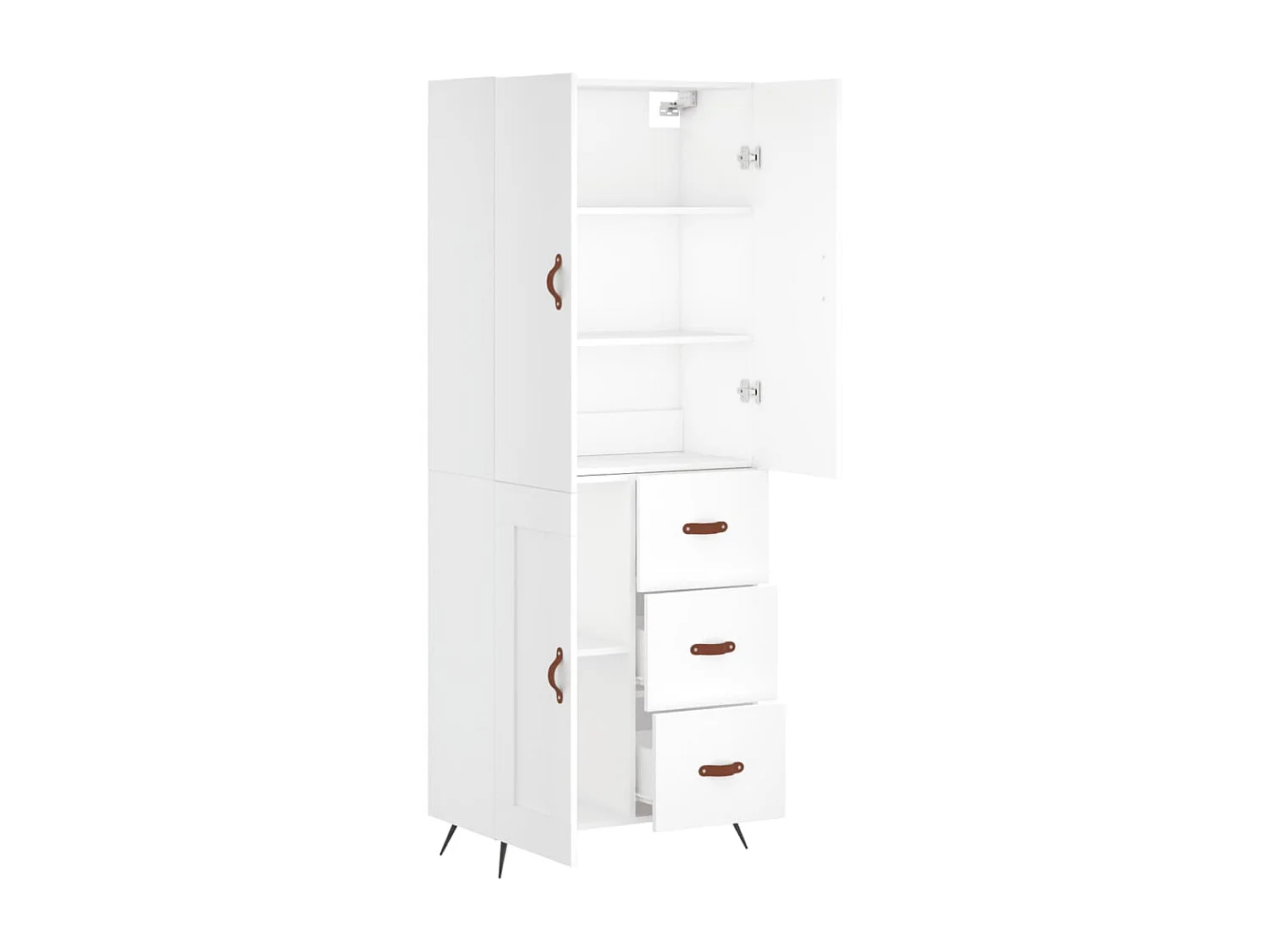 Credenza alta bianca 69,5x34x180 cm Legno ingegnerizzato