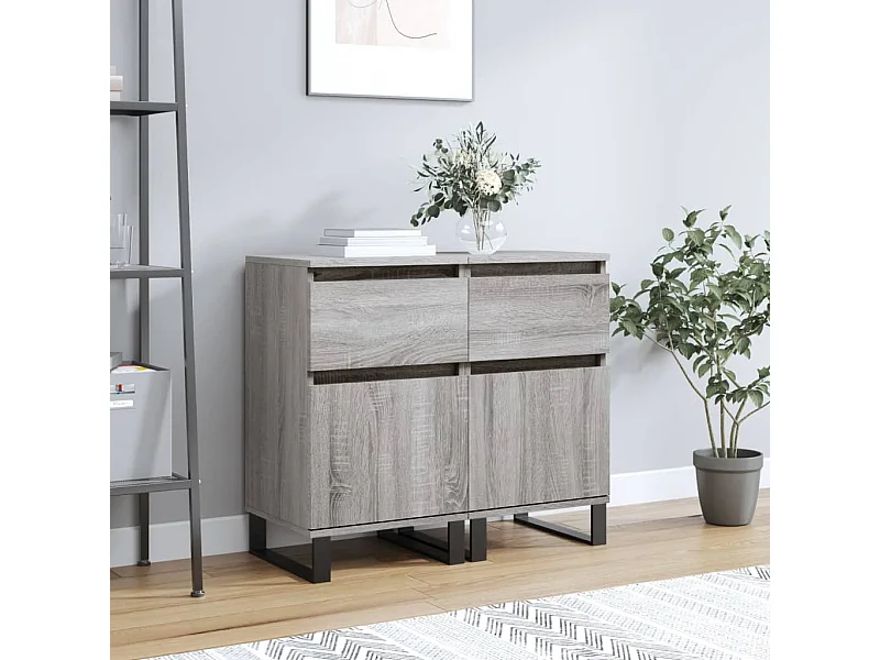 Buffets 2 pcs sonoma gris 40x35x70 cm bois d'ingénierie
