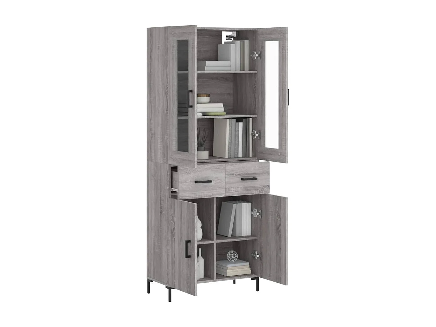 Buffet haut Sonoma gris 69,5x34x180 cm Bois d'ingénierie