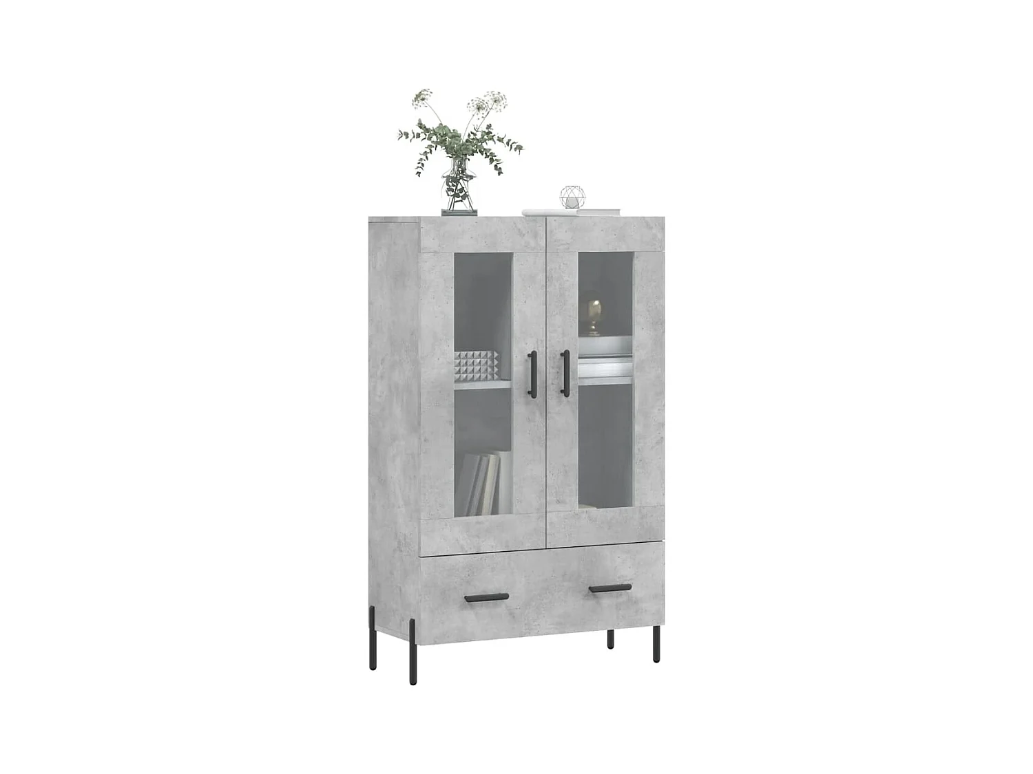 Buffet haut gris béton 69,5x31x115 cm bois d'ingénierie