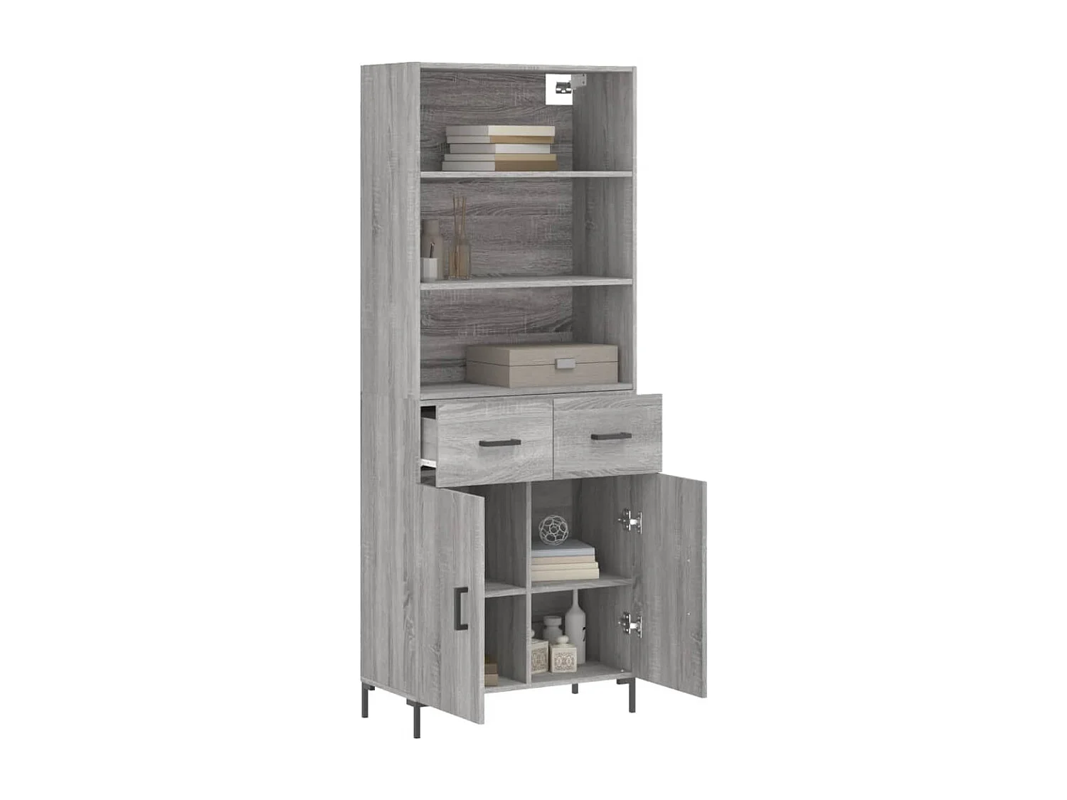 Buffet haut Sonoma gris 69,5x34x180 cm Bois d'ingénierie