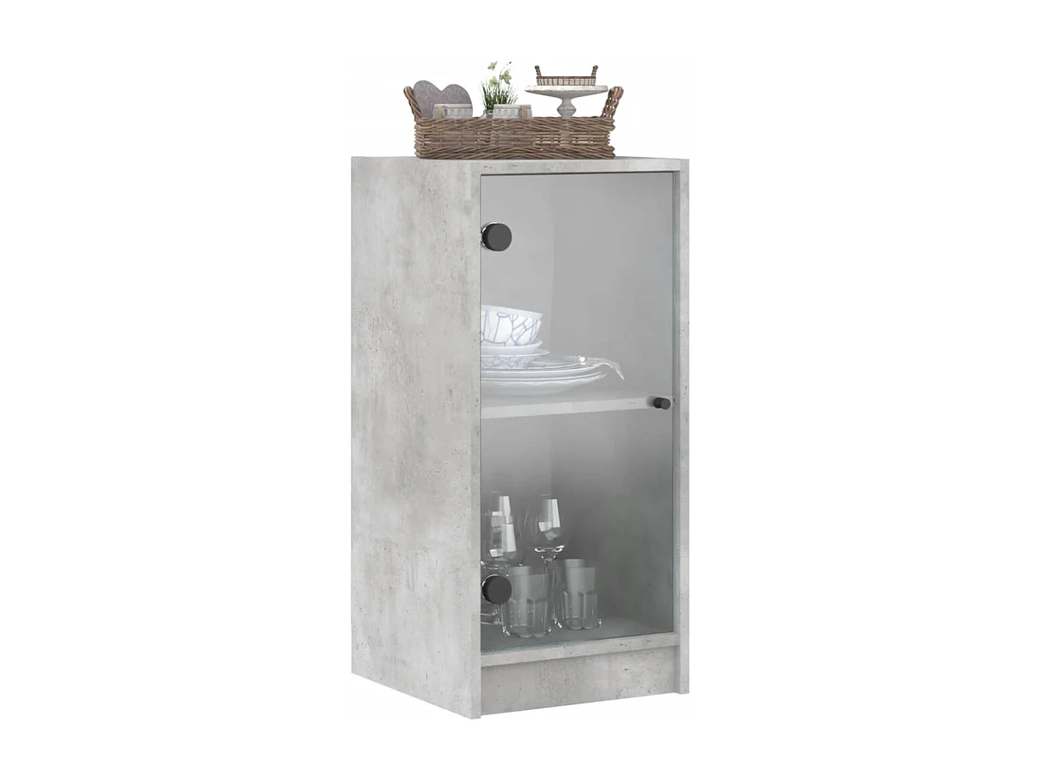 Armoire latérale avec portes en verre gris béton 35x37x75,5 cm