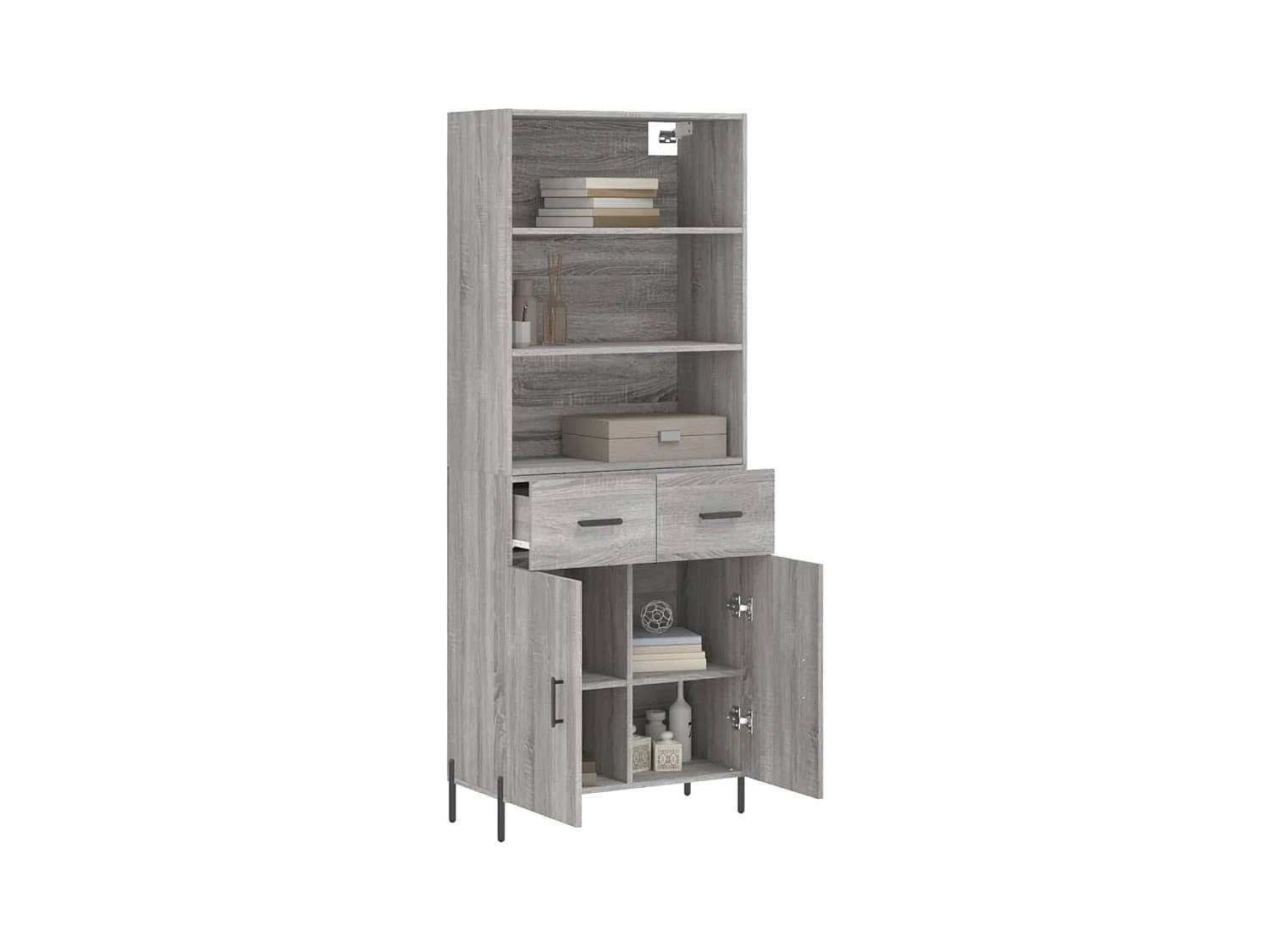 Sonoma hoog dressoir grijs 69,5x34x180 cm Technisch hout