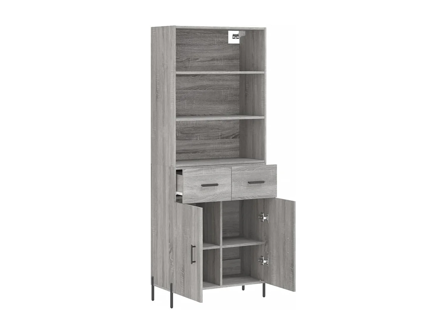 Credenza alta Sonoma grigia 69,5x34x180 cm Legno ingegnerizzato