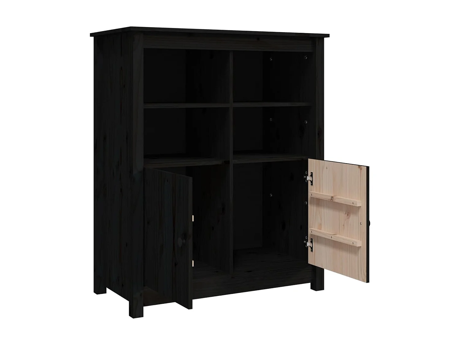 Buffet Noir 83x41,5x100 cm Bois massif de pin