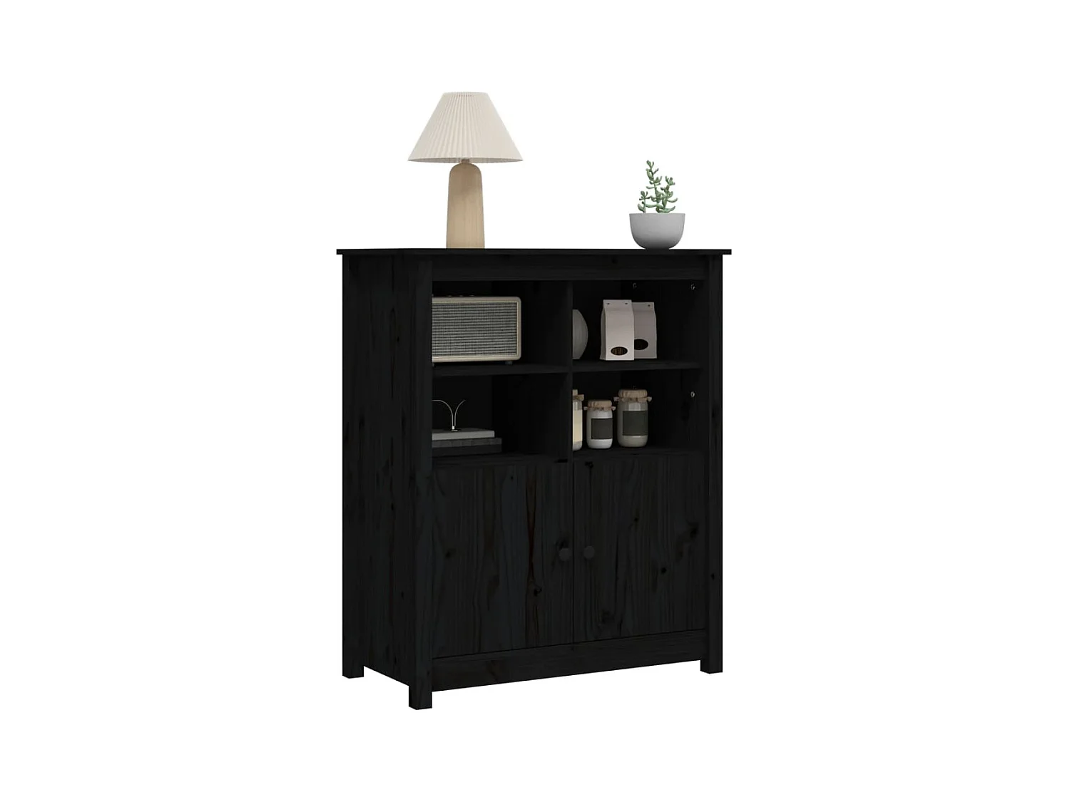 Zwart dressoir 83x41,5x100 cm massief grenenhout