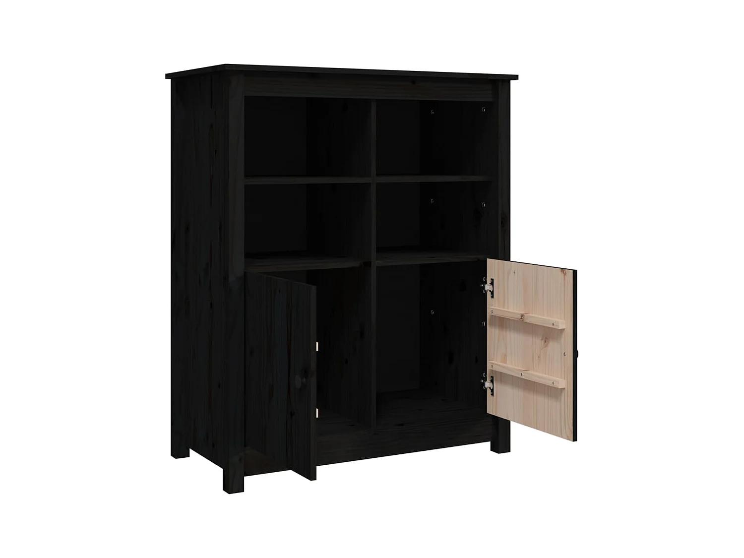 Zwart dressoir 83x41,5x100 cm massief grenenhout