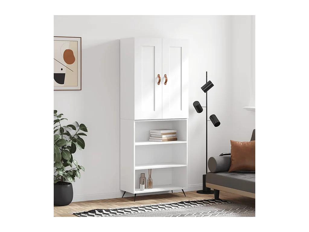 Wit hoog dressoir 69,5x34x180 cm Technisch hout