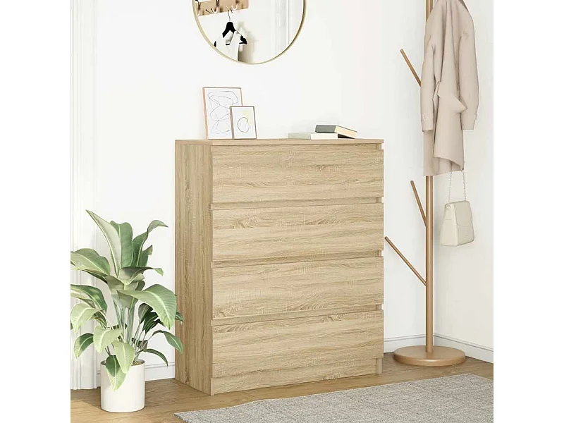 Aparador de roble Sonoma 80x35x99 cm madera de ingeniería