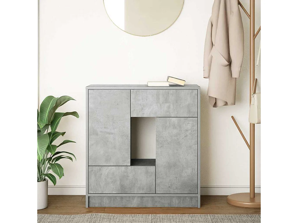 Buffet avec tiroirs et portes gris béton 70,5x34x74,5 cm