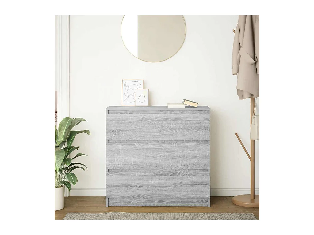 Credenza Sonoma grigia 80x35x76 cm in legno ingegnerizzato