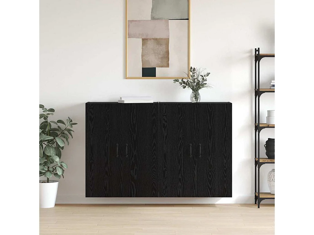 Pensili 2 pezzi Rovere Nero 69,5 x 34 x 90 cm