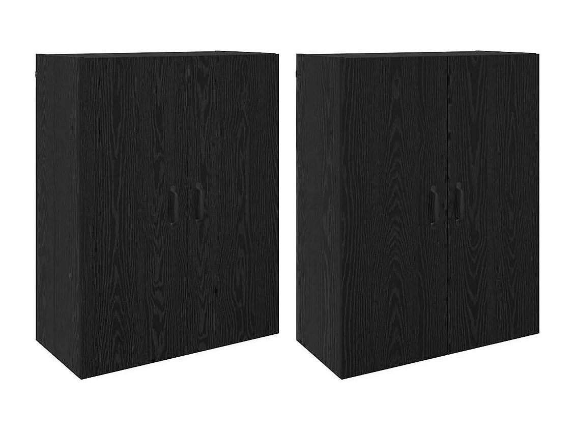 Pensili 2 pezzi Rovere Nero 69,5 x 34 x 90 cm