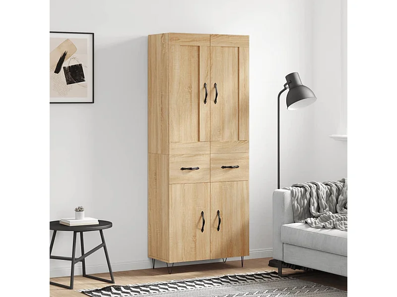 Credenza alta in rovere Sonoma 69,5x34x180 cm Legno ingegnerizzato