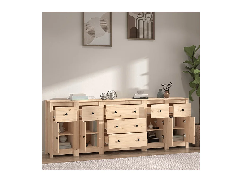 Credenza 230x35x80 cm Legno massello di pino