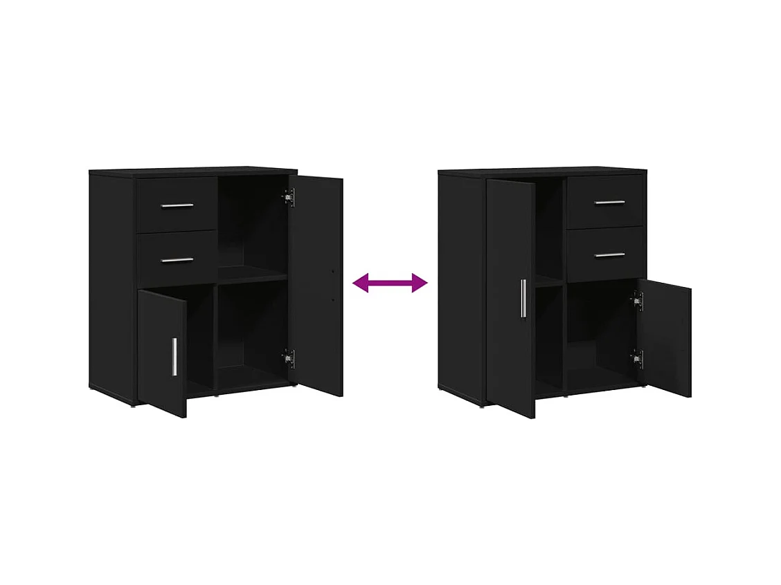 Buffets 2 pcs noir 60x31x70 cm bois d'ingénierie