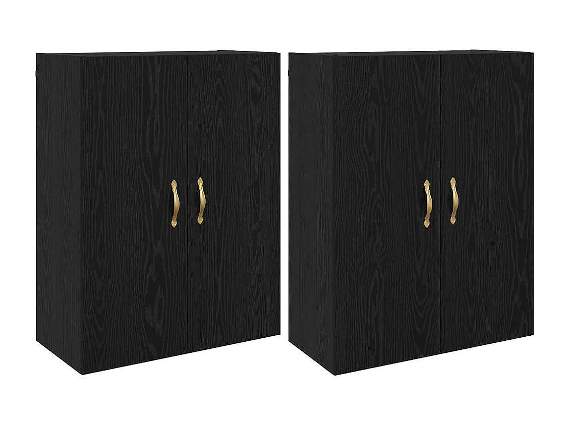 Pensili 2 pezzi Rovere Nero 69,5 x 34 x 90 cm