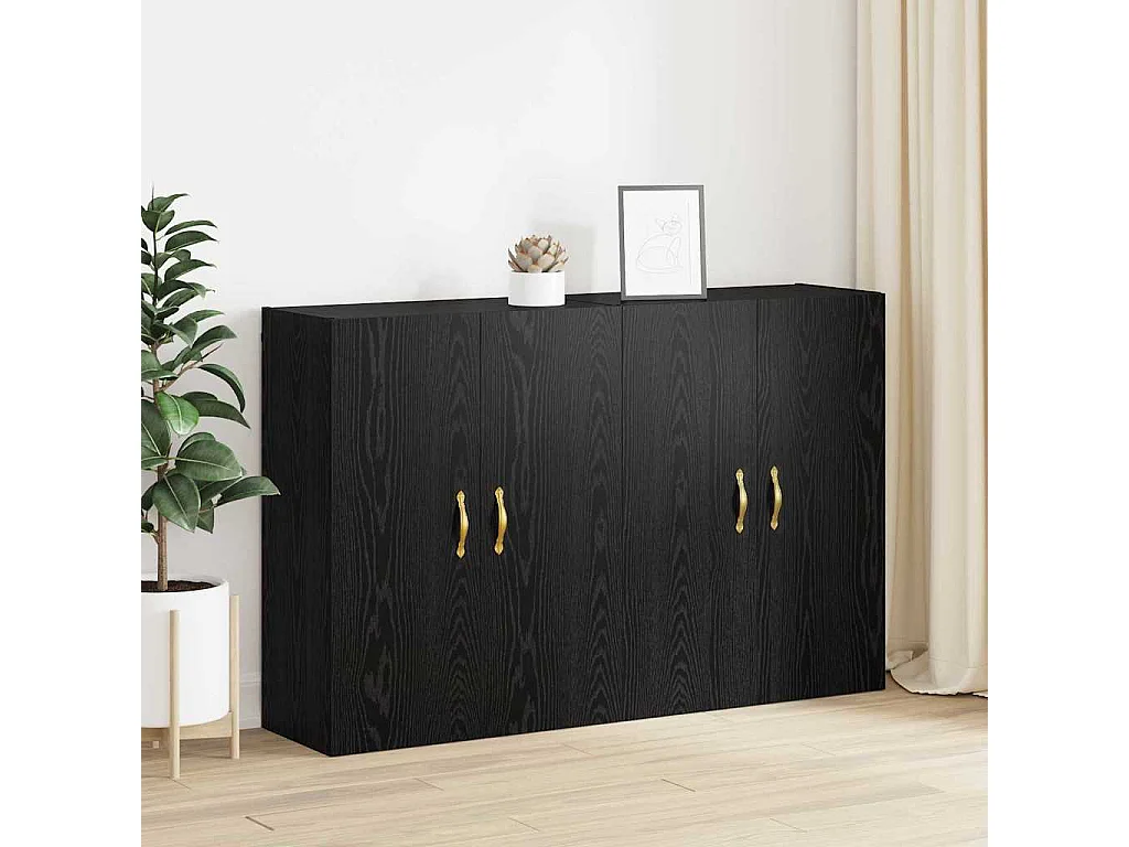 Pensili 2 pezzi Rovere Nero 69,5 x 34 x 90 cm