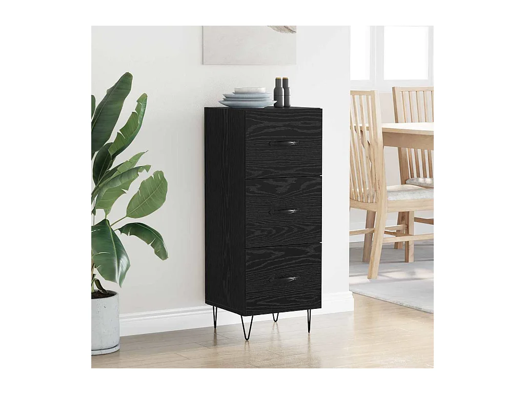 Sideboard aus schwarzer Eiche, 34 x 34,5 x 90 cm, Holzwerkstoff