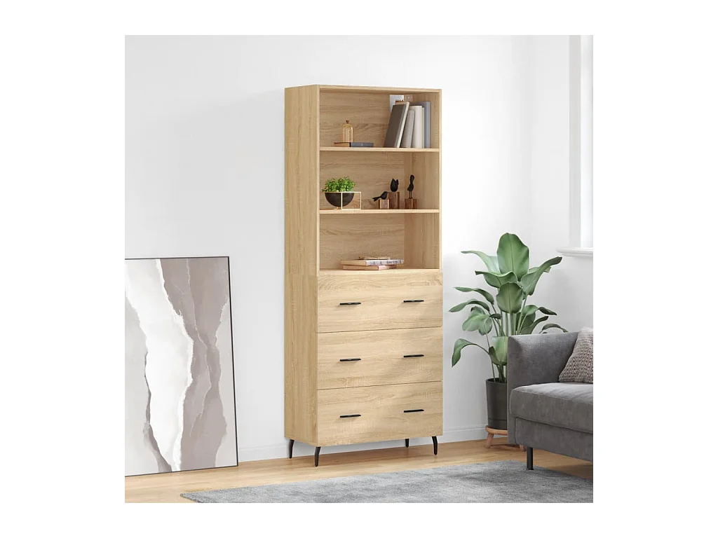 Hoog dressoir Sonoma eiken 69,5x34x180 cm Technisch hout