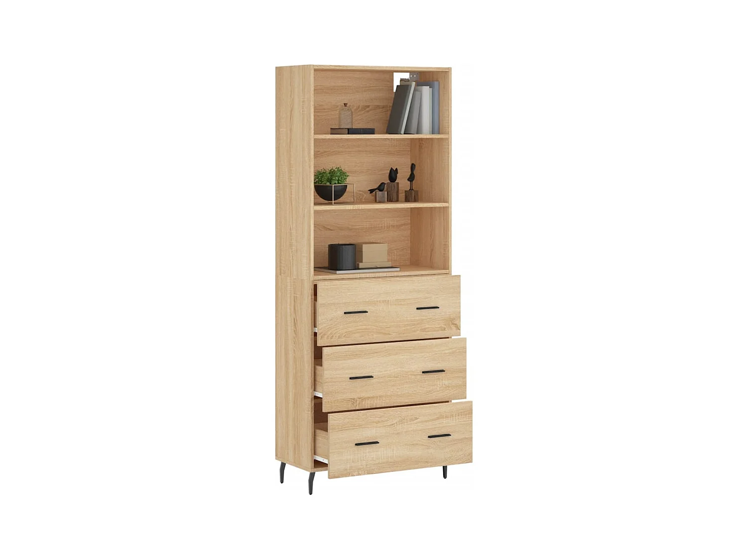 Hoog dressoir Sonoma eiken 69,5x34x180 cm Technisch hout