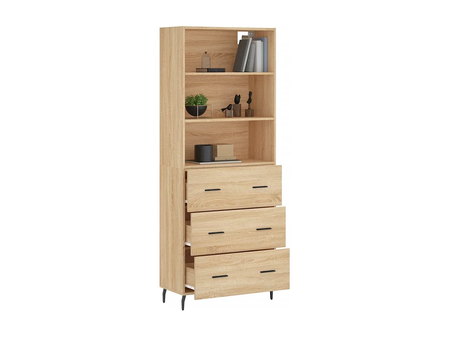 Credenza alta in rovere Sonoma 69,5x34x180 cm Legno ingegnerizzato