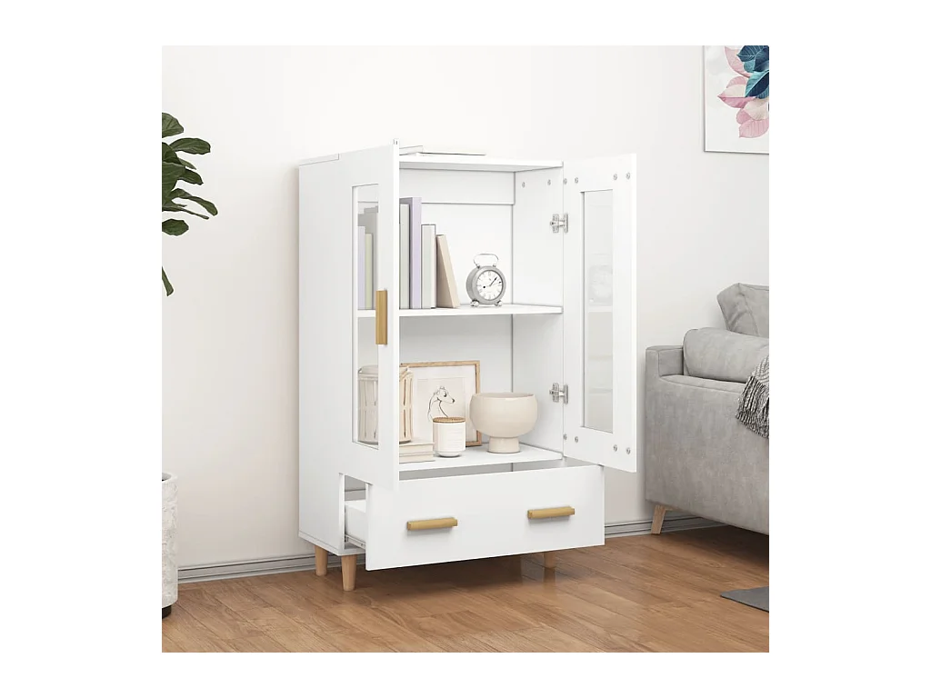 Wit hoog dressoir 70x31x115 cm Technisch hout