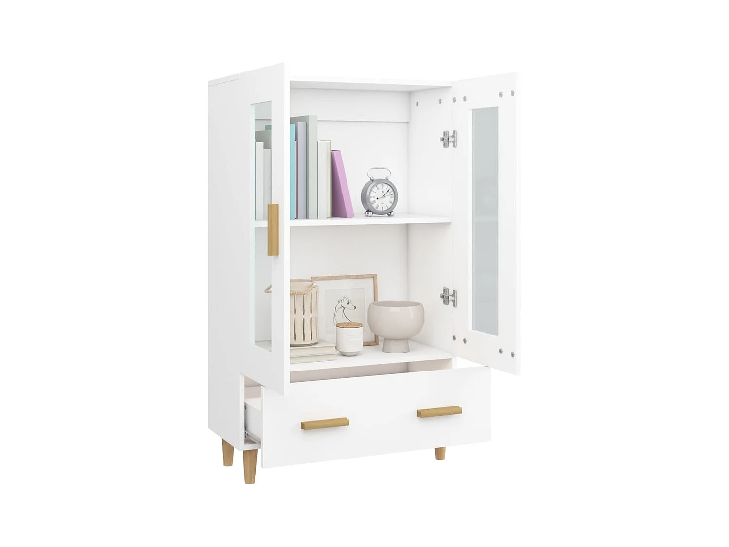 Wit hoog dressoir 70x31x115 cm Technisch hout