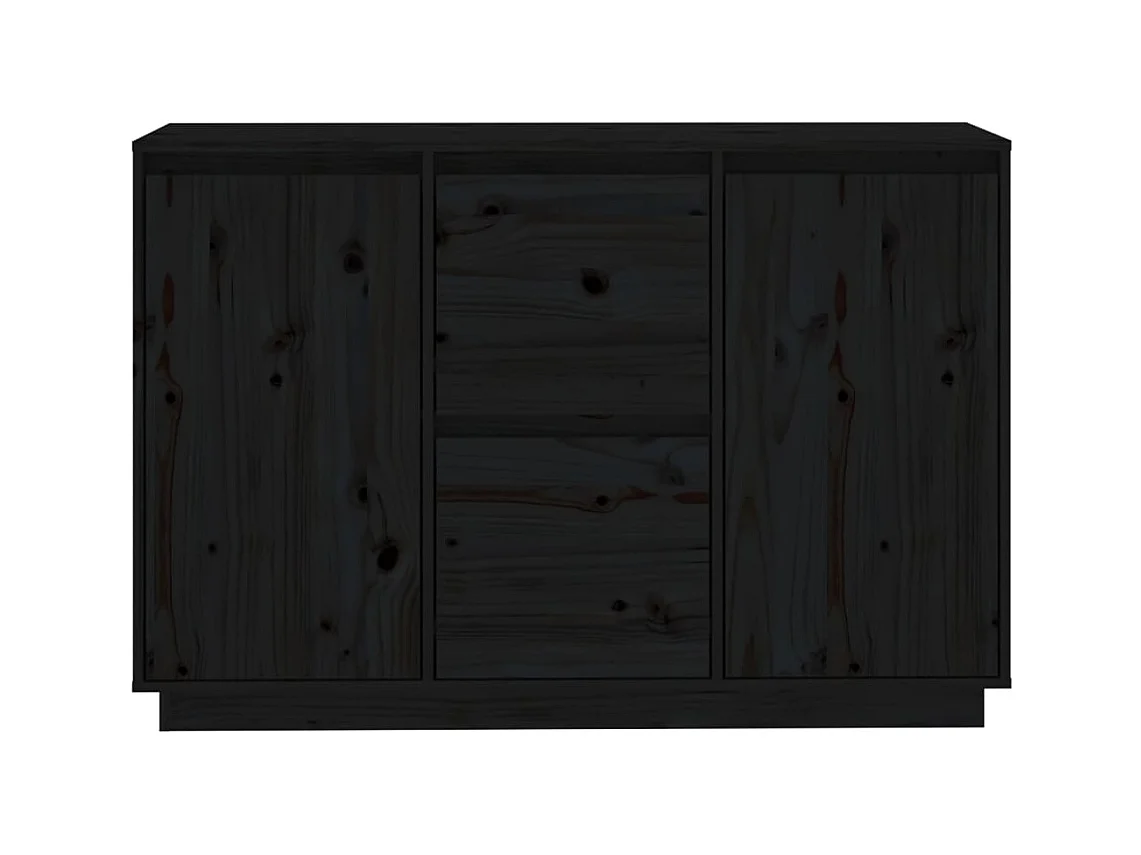 Buffet Noir 111x34x75 cm Bois massif de pin