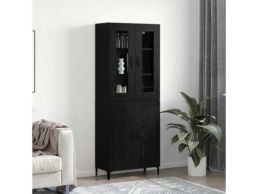 Haut Armoire 2 pcs Chêne noir 69,5 x 34 x 180 cm