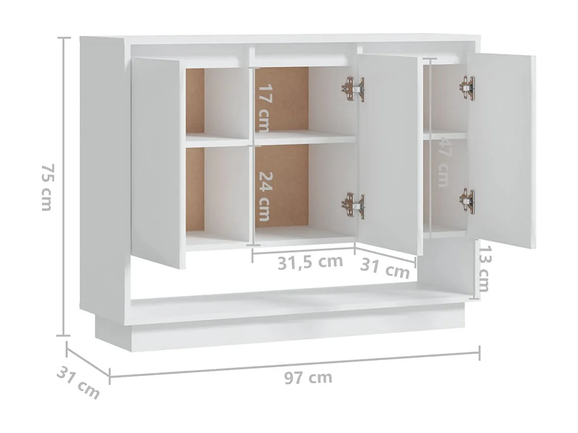 Buffet Blanc 97x31x75 cm Bois d'ingénierie