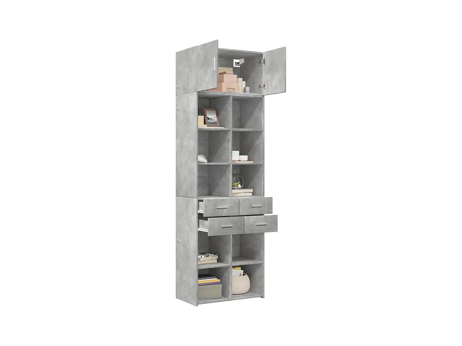 Mobile contenitore grigio cemento 70x42,5x225cm in legno ingegnerizzato