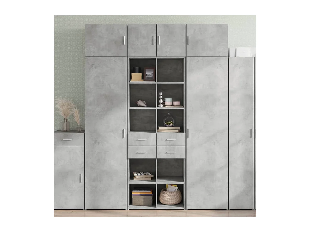 Armoire de rangement gris béton 70x42,5x225cm bois d'ingénierie
