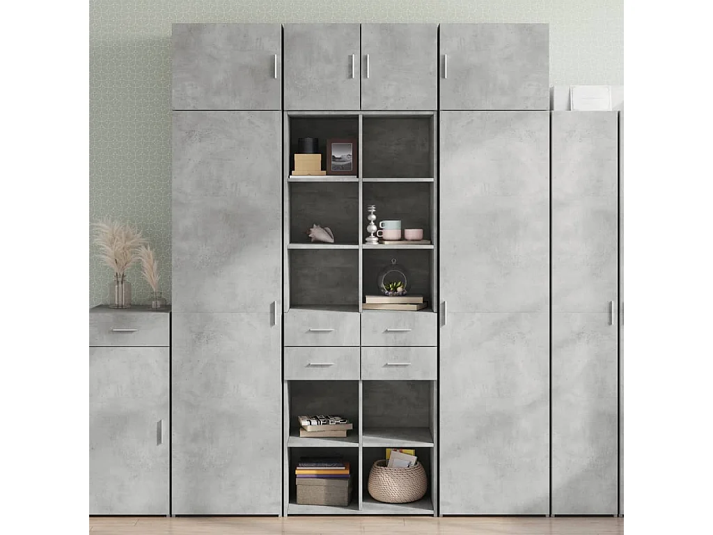 Armoire de rangement gris béton 70x42,5x225cm bois d'ingénierie