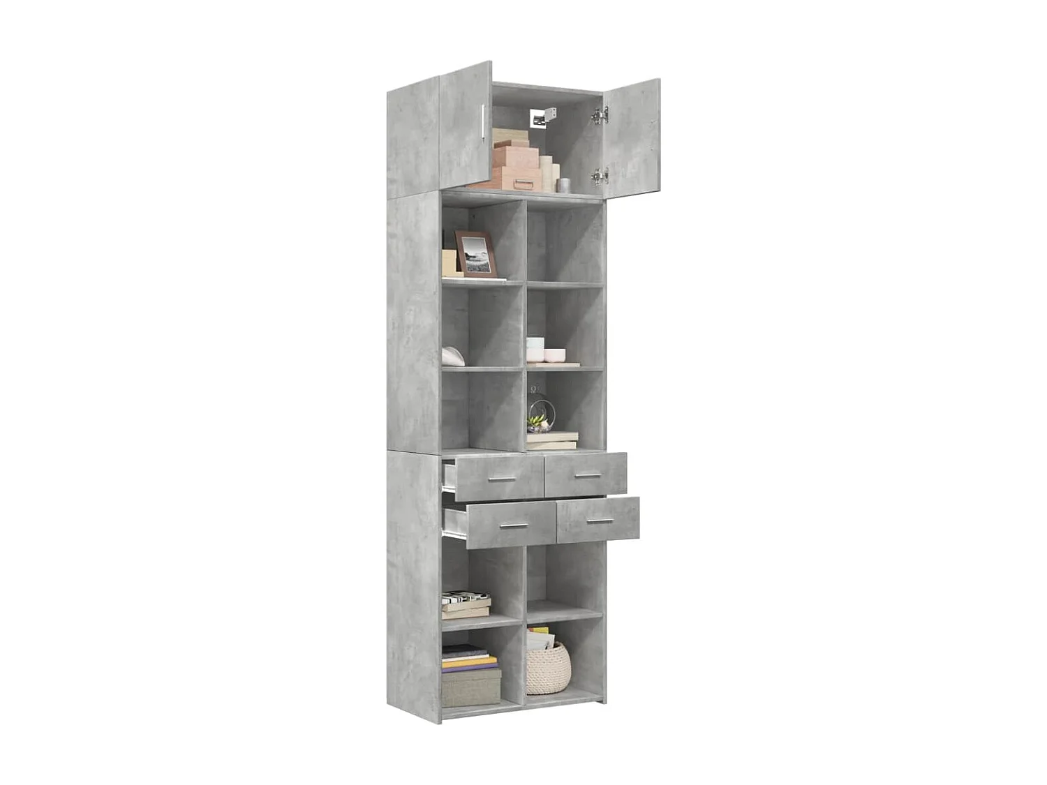 Armoire de rangement gris béton 70x42,5x225cm bois d'ingénierie