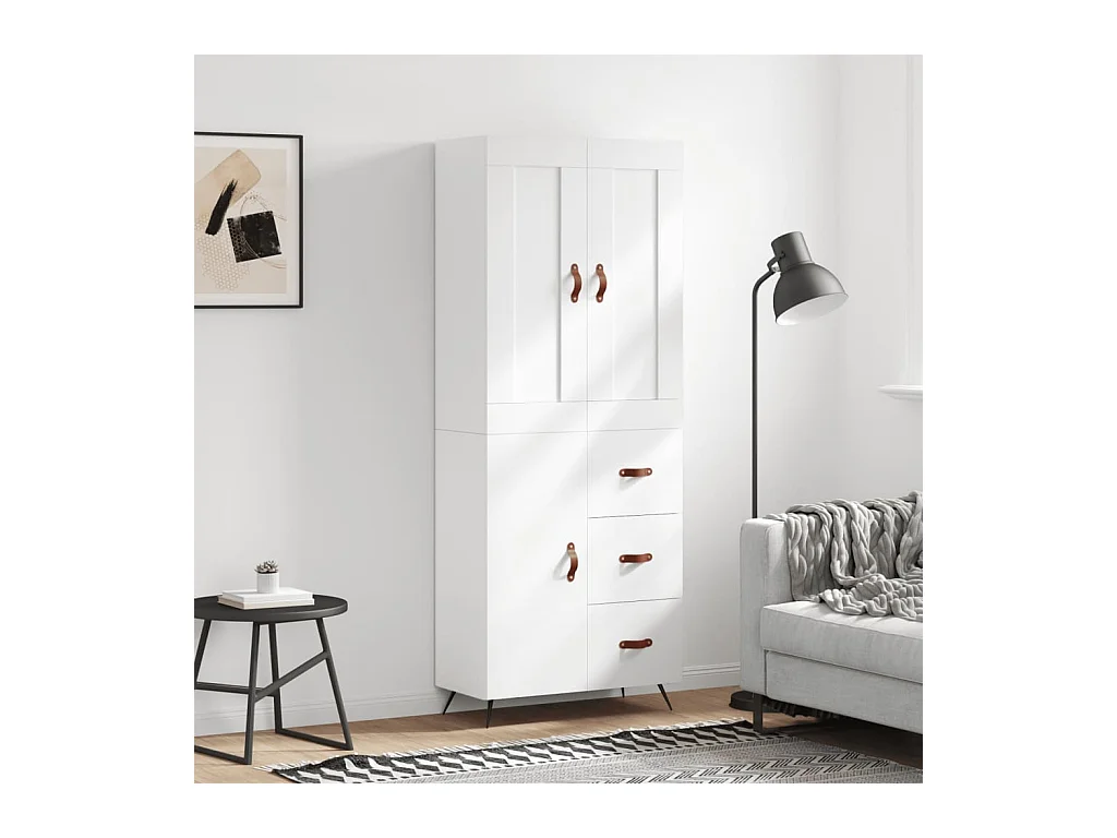 Wit hoog dressoir 69,5x34x180 cm Technisch hout