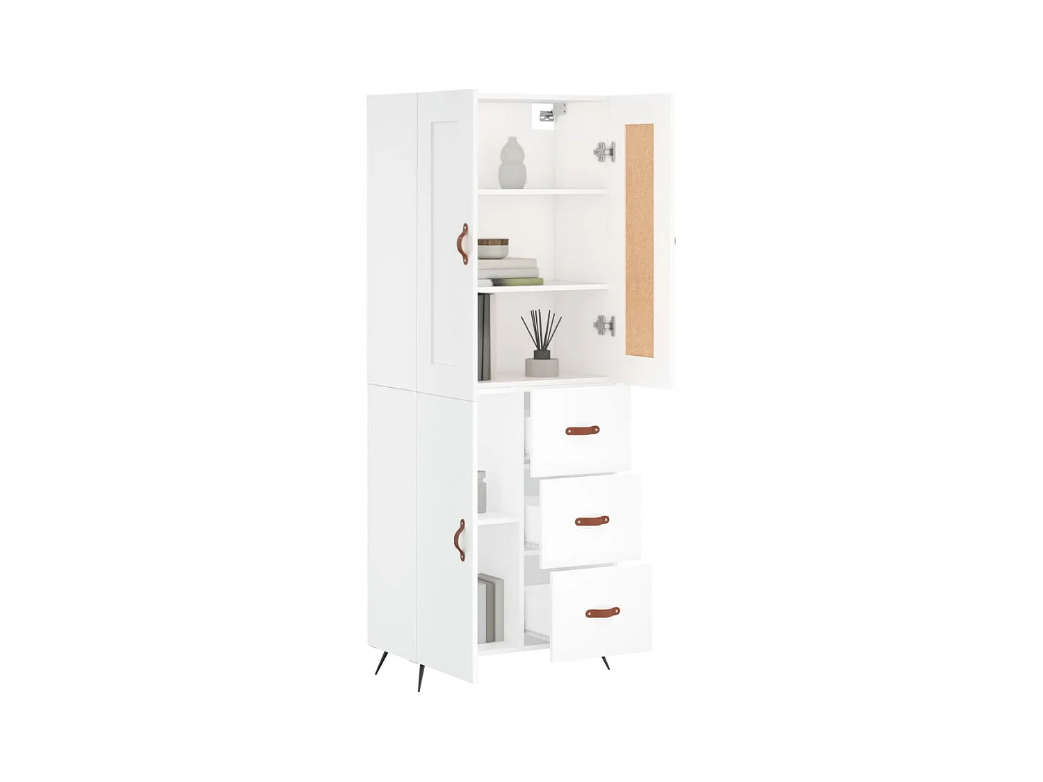 Wit hoog dressoir 69,5x34x180 cm Technisch hout