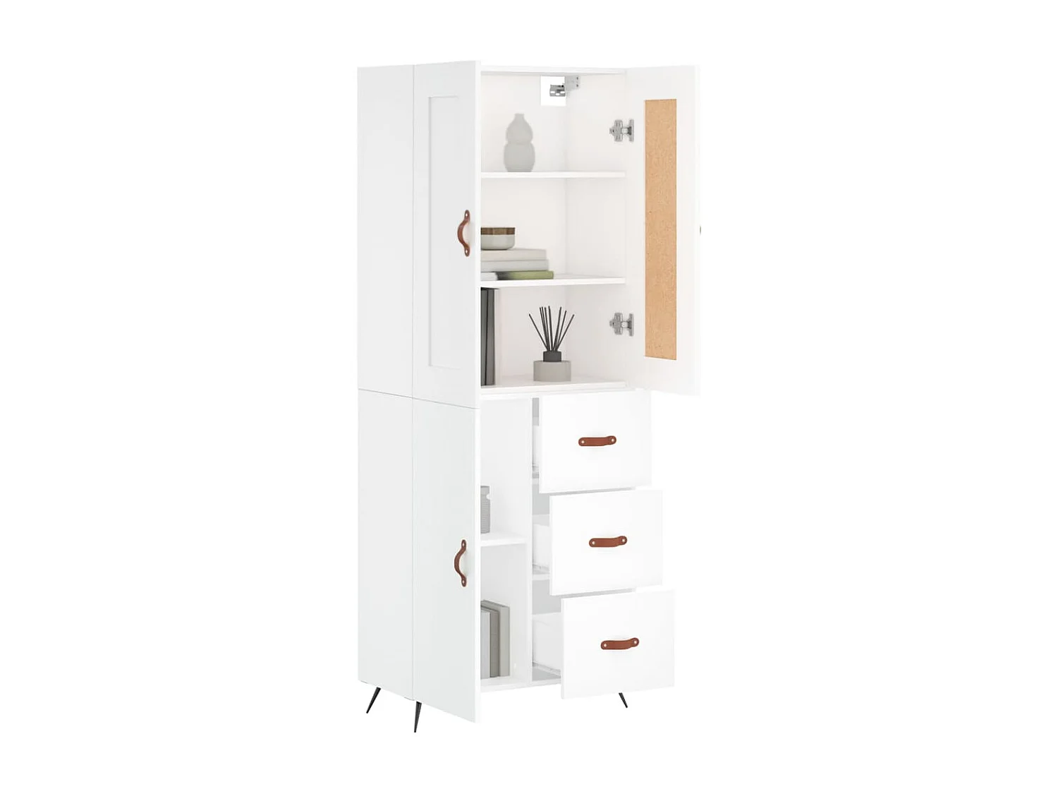 Credenza alta bianca 69,5x34x180 cm Legno ingegnerizzato