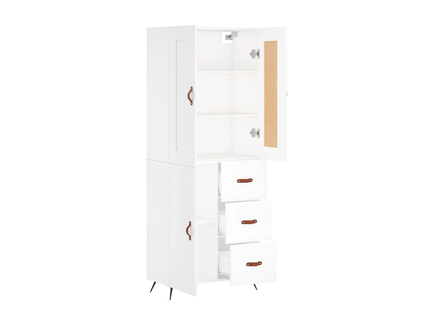 Credenza alta bianca 69,5x34x180 cm Legno ingegnerizzato