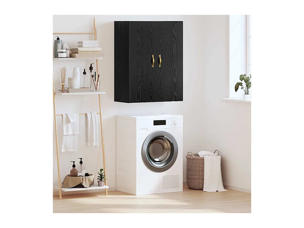 Mobiletto a parete in rovere nero 69,5 x 34 x 90 cm in legno ingegnerizzato