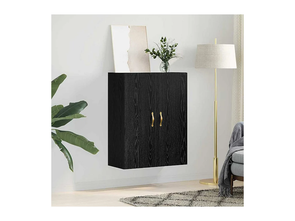 Mobiletto a parete in rovere nero 69,5 x 34 x 90 cm in legno ingegnerizzato