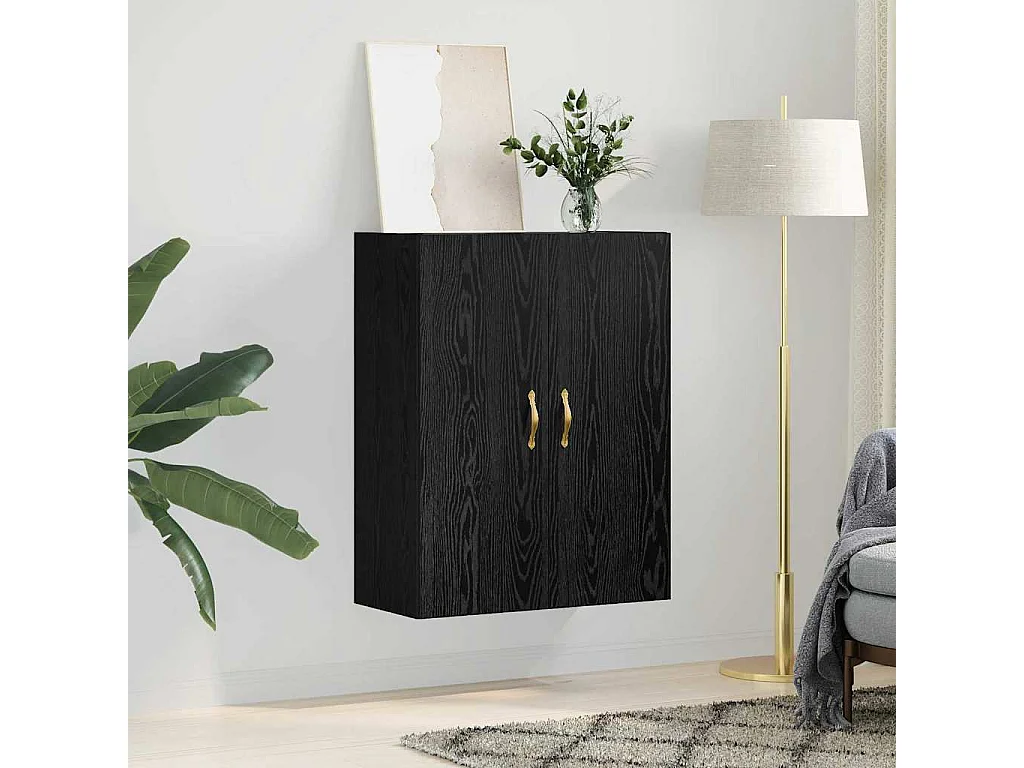 Mobiletto a parete in rovere nero 69,5 x 34 x 90 cm in legno ingegnerizzato