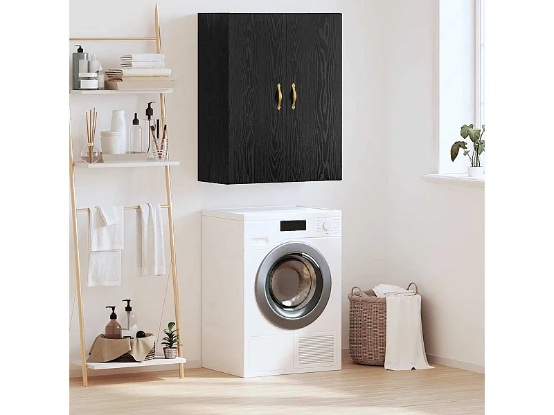 Mobiletto a parete in rovere nero 69,5 x 34 x 90 cm in legno ingegnerizzato