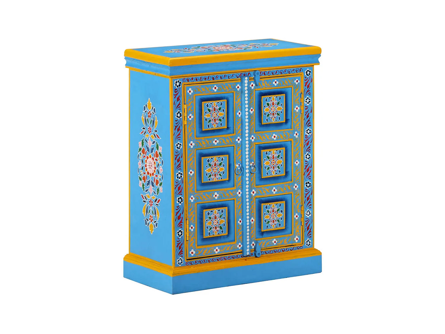 Buffet Bois massif de manguier Peinture manuelle turquoise
