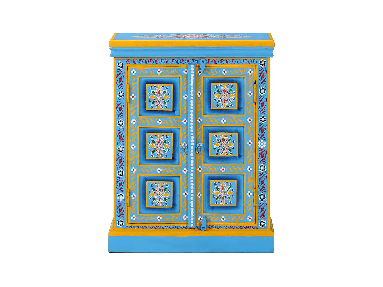 Buffet Bois massif de manguier Peinture manuelle turquoise