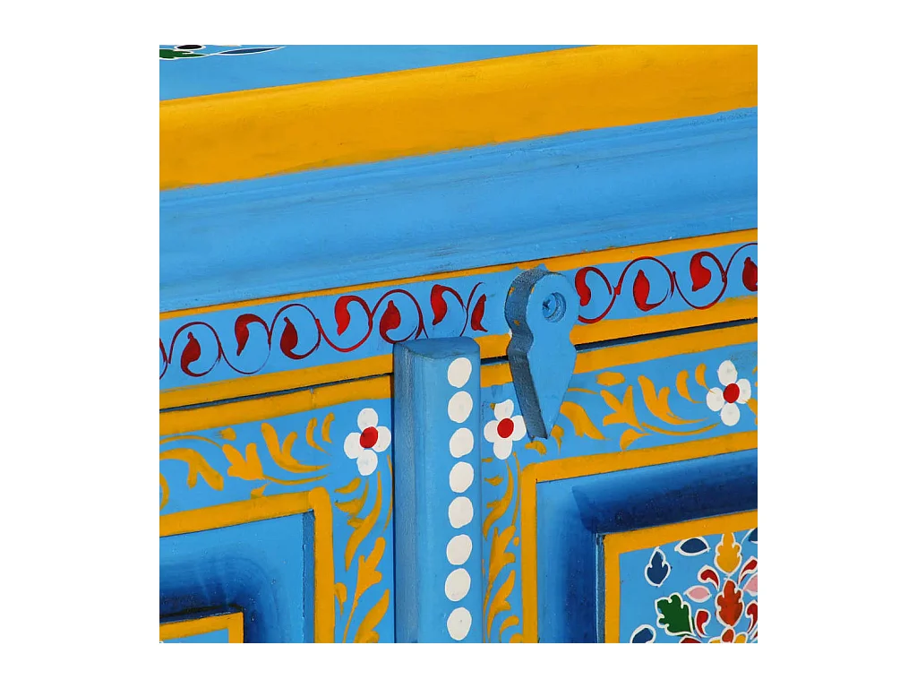 Buffet Bois massif de manguier Peinture manuelle turquoise