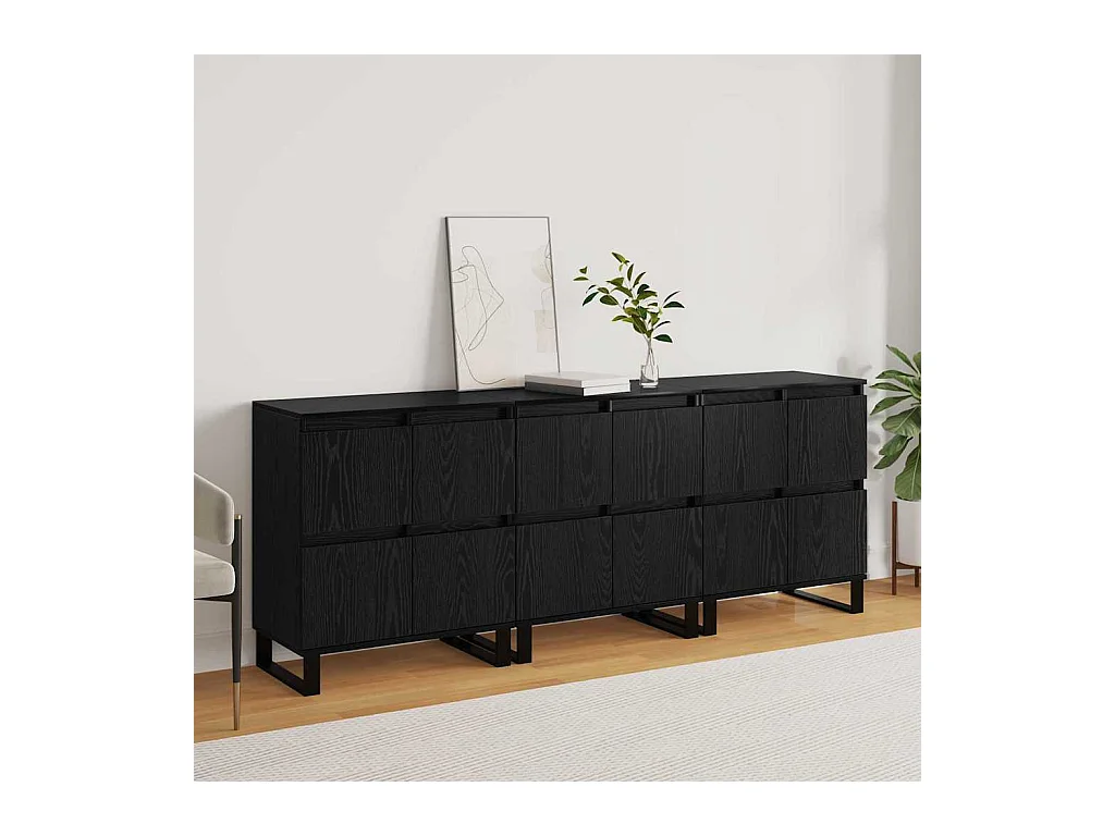 Buffets 3 pcs Chêne noir 180 x 35 x 70 cm Bois d'ingénierie