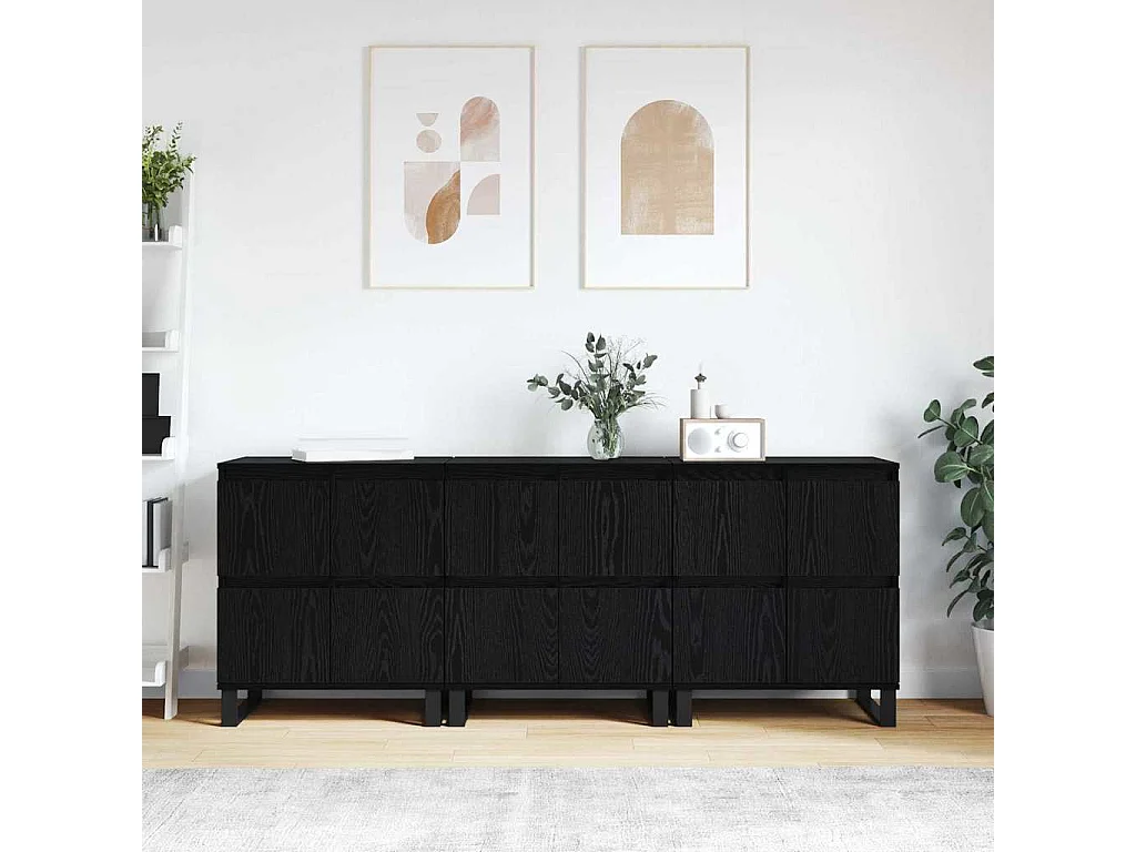 Buffets 3 pcs Chêne noir 180 x 35 x 70 cm Bois d'ingénierie